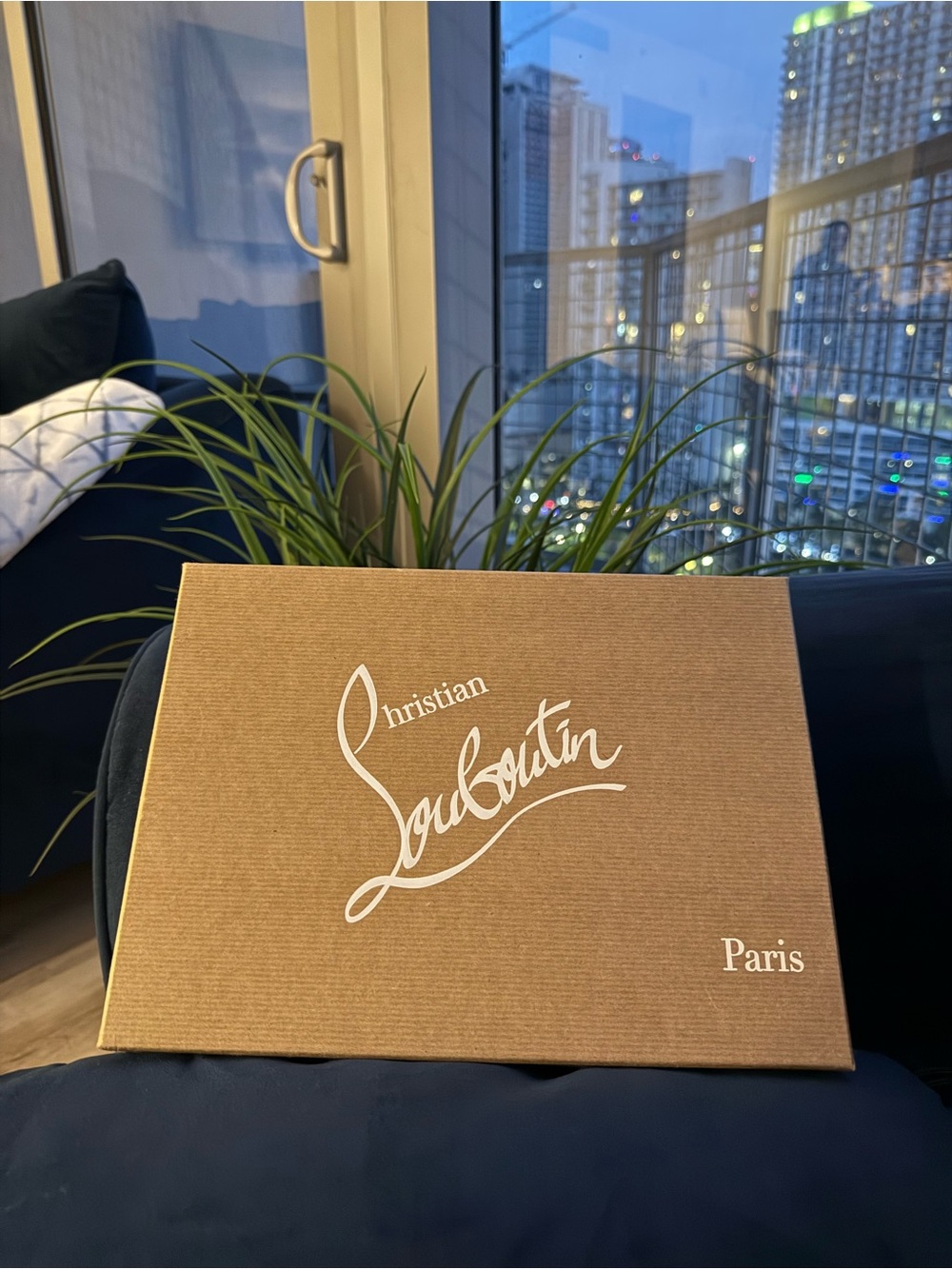 Christian Louboutin Brown Textured Shoe Box with White Logo